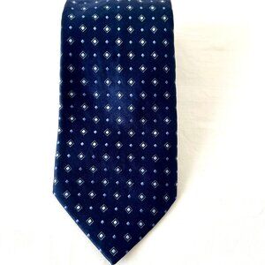 DKNY 100% Silk Neck Tie, Navy Tie, Diamond Pattern, Excellent Condition